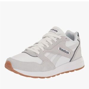 Reebok Men's White and Gray Sneakers with Tan Sole